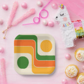 Mod Retro-Design im Stil der 1970er Jahre mit geom Pappteller (Party)