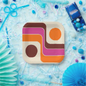 Mod Retro-Design im Stil der 1970er Jahre mit geom Pappteller (Party)