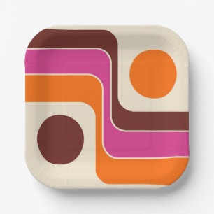 Mod Retro-Design im Stil der 1970er Jahre mit geom Pappteller