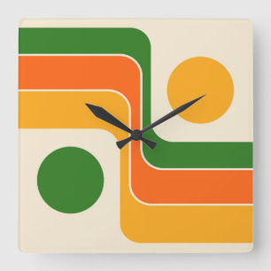Mod Retro-Design im Stil der 1970er Jahre mit geom Quadratische Wanduhr