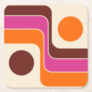 Mod Retro-Design im Stil der 1970er Jahre mit geom Rechteckiger Pappuntersetzer