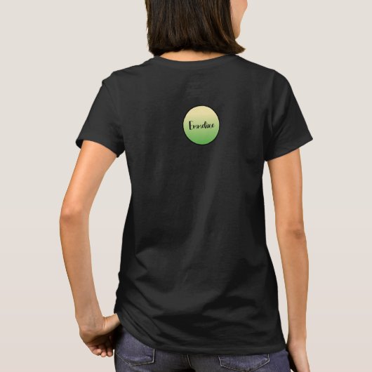 Mod Retro-Gelbes Kreisname Monogramm T-Shirt (Rückseite)