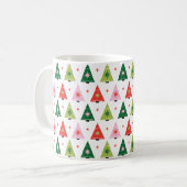 Mod Retro Mitte Jahrhunderts Weihnachtsbaumen Grün Kaffeetasse (Vorderseite Links)