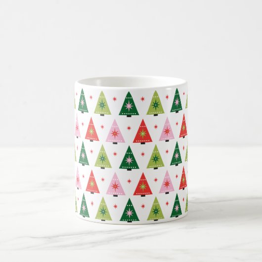 Mod Retro Mitte Jahrhunderts Weihnachtsbaumen Grün Kaffeetasse (Mittel)