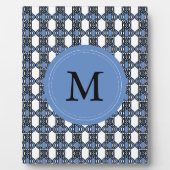 Mod Retro Monogram Blue Abstrakt Scarab Muster Fotoplatte (Vorderseite)