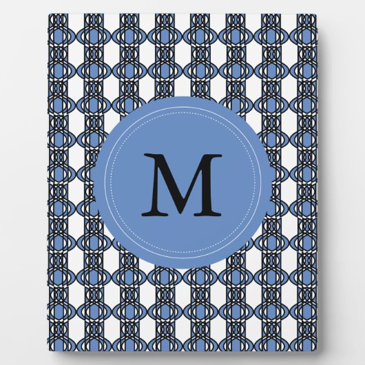 Mod Retro Monogram Blue Abstrakt Scarab Muster Fotoplatte (Vorderseite)
