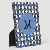 Mod Retro Monogram Blue Abstrakt Scarab Muster Fotoplatte (Seite)