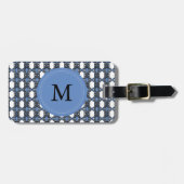 Mod Retro Monogram Blue Abstrakt Scarab Muster Gepäckanhänger (Vorderseite horizontal)
