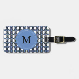 Mod Retro Monogram Blue Abstrakt Scarab Muster Gepäckanhänger