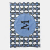 Mod Retro Monogram Blue Abstrakt Scarab Muster Geschirrtuch (Vertikal)