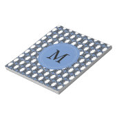 Mod Retro Monogram Blue Abstrakt Scarab Muster Notizblock (Rotiert)