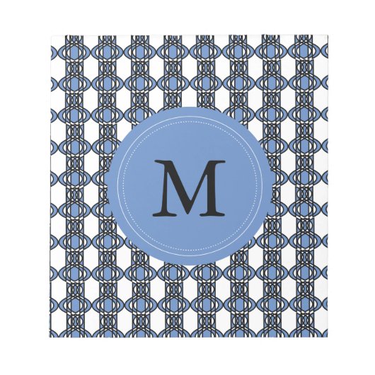 Mod Retro Monogram Blue Abstrakt Scarab Muster Notizblock (Vorderseite)