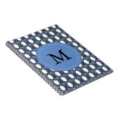 Mod Retro Monogram Blue Abstrakt Scarab Muster Notizblock (Rechte Seite)
