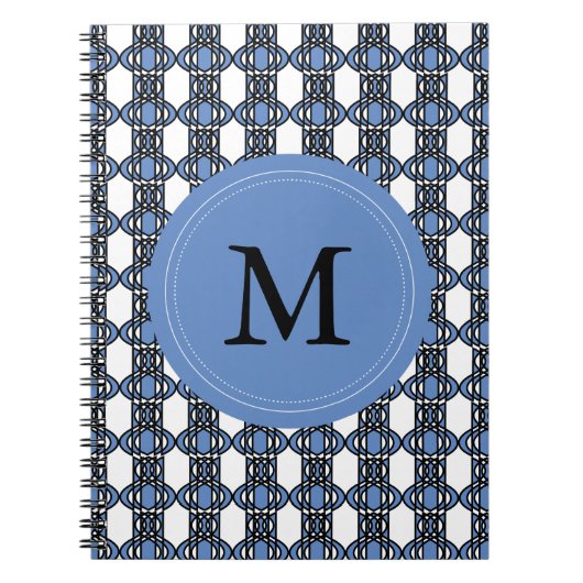 Mod Retro Monogram Blue Abstrakt Scarab Muster Notizblock (Vorderseite)