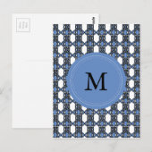Mod Retro Monogram Blue Abstrakt Scarab Muster Postkarte (Vorne/Hinten)