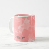 Mod Retro Pink Squares Muster Zweifarbige Tasse (Vorderseite Links)