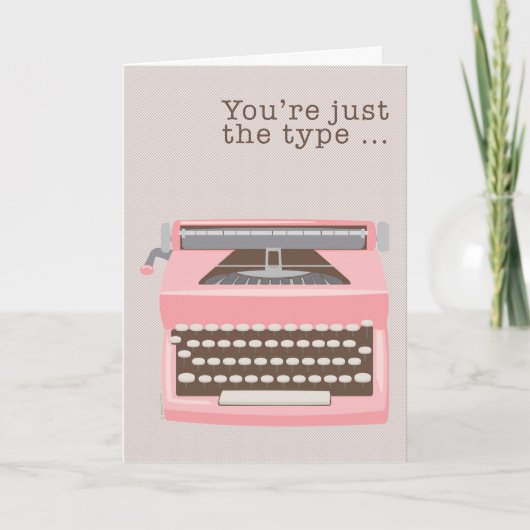 Mod Retro Pink Typewriter Admin Pro Day Dankeskarte (Vorderseite)