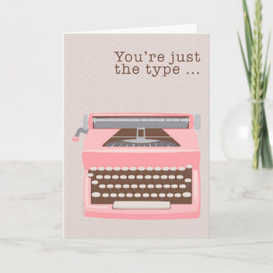 Mod Retro Pink Typewriter Admin Pro Day Dankeskarte