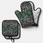 Mod Retro Quirky Groovy Boho Paragender Pride Ofenhandschuh & Topflappen-Set (Vorderseite/Rückseite)