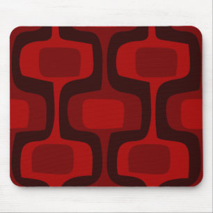 Mod Retro roter Burgunder schwarzes Mousepad