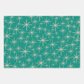 Mod Retro Sternexplosionen Orange Aquamarin Olive Geschenkpapier Set (Vorderseite 2)