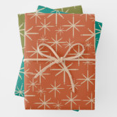 Mod Retro Sternexplosionen Orange Aquamarin Olive Geschenkpapier Set (Beispiel)