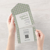 Mod Retro Wedding Olive Green All In One Einladung (Abreißen)