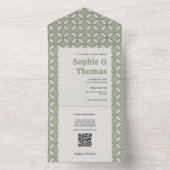 Mod Retro Wedding Olive Green All In One Einladung (Innen Boden)