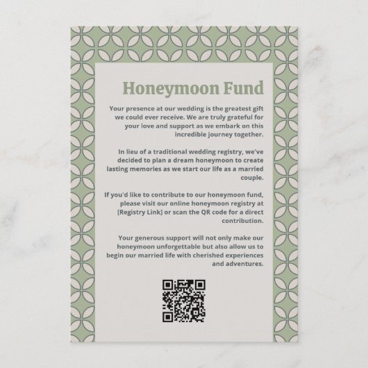 Mod Retro Wedding Olive Green Begleitkarte (Vorderseite)