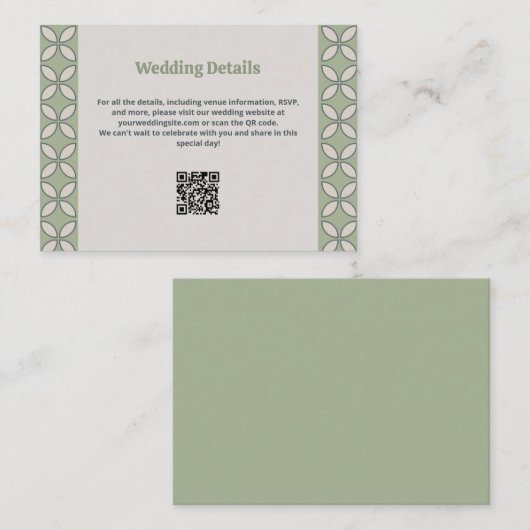 Mod Retro Wedding Olive Green Begleitkarte (Vorne/Hinten)