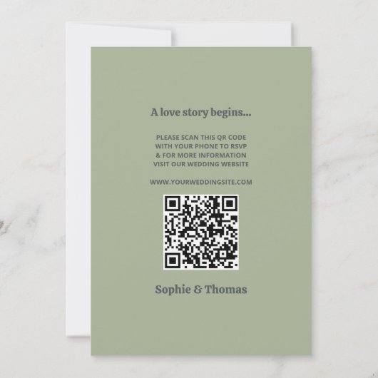 Mod Retro Wedding Olive Green Einladung (Rückseite)