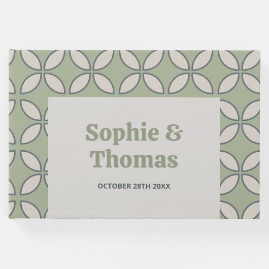 Mod Retro Wedding Olive Green Gästebuch (Vorderseite)
