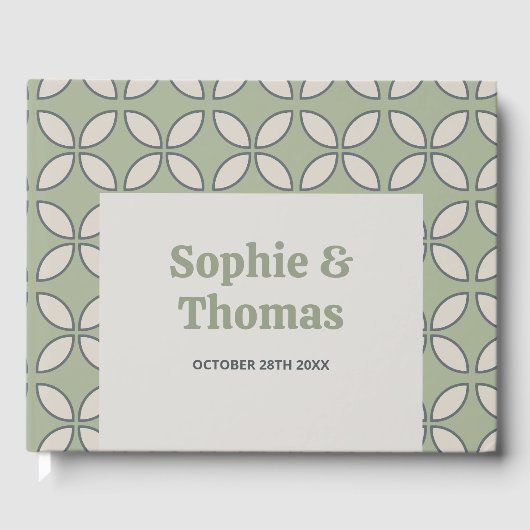 Mod Retro Wedding Olive Green Gästebuch (Vorderseite)