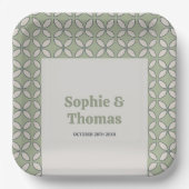 Mod Retro Wedding Olive Green Pappteller (Vorderseite)