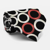 Mod Rings/Perlen + rot auf schwarz Krawatte (Gerollt)