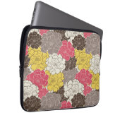 Mod-rosa gelbes Brown-Blumen-Blumenlaptop-Hülse Laptopschutzhülle (Vorne Rechts)