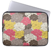 Mod-rosa gelbes Brown-Blumen-Blumenlaptop-Hülse Laptopschutzhülle (Vorderseite)