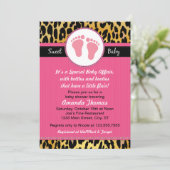 Mod-rosa Leopard-Baby-Duschen-Einladungen Einladung (Stehend Vorderseite)
