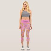 Mod Rosa Lila und gelb geometrisch Capri Leggings (Vorderseite)