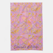 Mod Rosa Lila und gelb geometrisch Geschirrtuch (Vertikal)