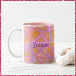 Mod Rosa Lila und gelb geometrisch Zweifarbige Tasse