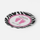 Mod-Rosa und Zebra-PapierParty-Teller, Baby-Dusche Pappteller (Schrägansicht)