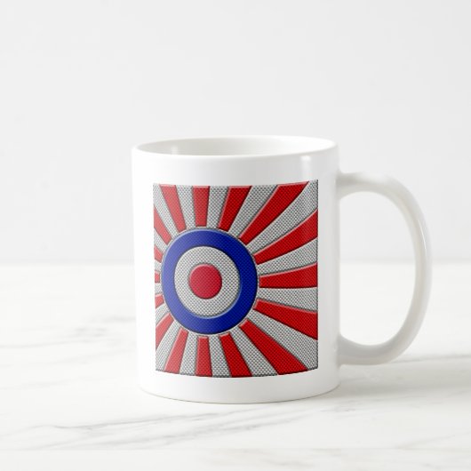 Mod Roundel Asian Sunburst in Carbon Fibre Style Kaffeetasse (Rechts)