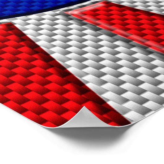 Mod Roundel Asian Sunburst in Carbon Fibre Style Poster (Ecke)