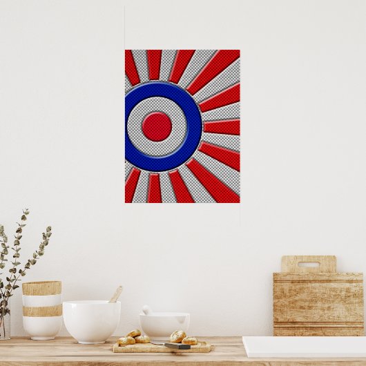 Mod Roundel Asian Sunburst in Carbon Fibre Style Poster (Küche)