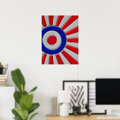 Mod Roundel Asian Sunburst in Carbon Fibre Style Poster (Heimbüro)