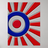 Mod Roundel Asian Sunburst in Carbon Fibre Style Poster (Vorne)