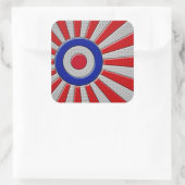 Mod Roundel Asian Sunburst in Carbon Fibre Style Quadratischer Aufkleber (Tasche)