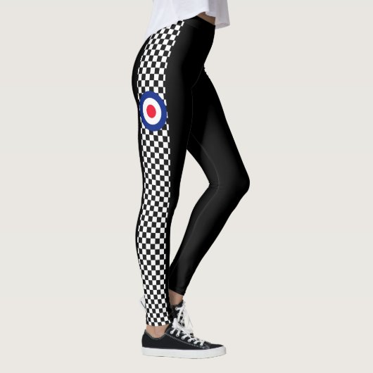Mod Roundel Scooter Style Schachbretts Decke auf Leggings (Rechts)
