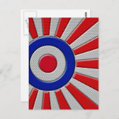 Mod Roundel Sunburst Carbon Fibre Style Postkarte (Vorne/Hinten)